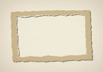 Obraz premium Photo Of Torn Paper Frame On Beige Background Texture With Rough Edges