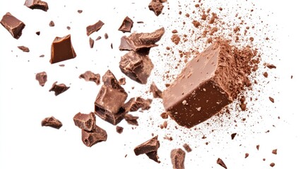 Fototapeta premium Shattering Chocolate Bar: A Deliciously Explosive Image