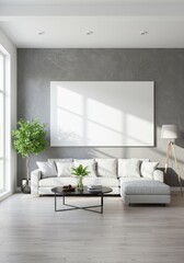 Photo A Modern Living Room Interior With White Sofa And Decor