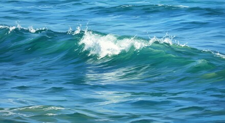 Fototapeta premium Pixelated Blue Ocean Wave Illustration with Turquoise Water and White Foam