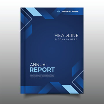 modern blue annual report cover template business flyer triangular design