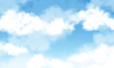 realistic cartoon illustration of texture clouds on a blue sky background