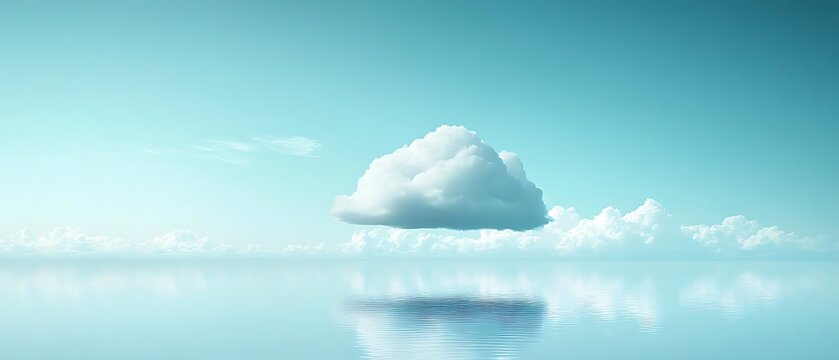 Single cloud reflects in calm water