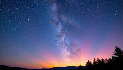 Captivating night sky photography mountain range milky way stars natural landscape serene environment astrophotography concept