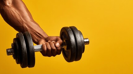 Man Performing Bicep Curl with Dumbbell
