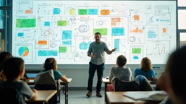 A man is explaining studying techniques clearly, using gestures to emphasize important learning points.
