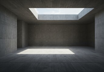 Obraz premium 3D Rendered Abstract Concrete Space With Light And Shadow Effects