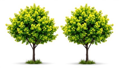 Fototapeta premium Growing green trees in nature forest setting digital illustration tranquil environment aesthetic viewpoint