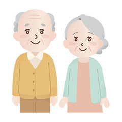 かわいい笑顔のシニア夫婦のイラスト　上半身