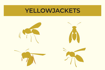 ilustrasi vektor sekumpulan lebah, logo jaket kuning vektor