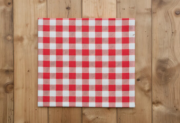 Obraz premium Checkered napkin on wooden background