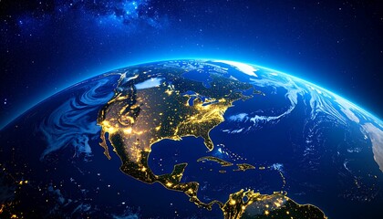 Night Earth North America view.