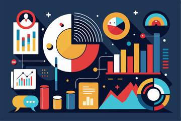 Obraz premium Business person interacting with a futuristic digital marketing interface, showcasing online advertising analytics, data charts, email marketing, and campaign performance metrics on a virtual screen. 