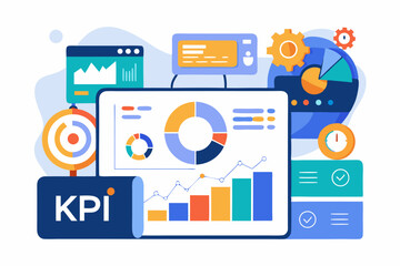 Business person interacting with a futuristic digital marketing interface, showcasing online advertising analytics, data charts, email marketing, and campaign performance metrics on a virtual screen. 