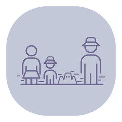 Family consisting of two adults and child spending time at beach. People dressed casually and focused on building sandcastle. Concept of joy and creativity under sunny sky