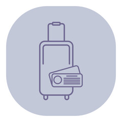 Line icon of suitcase with luggage tags. Travel and adventure concept
