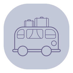 Bus designed for travel carrying luggage on its roof, symbolizing adventure and exploration. Road trips and journeying by land concept