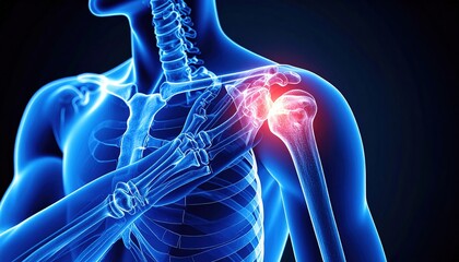 Mans shoulder pain anatomy.