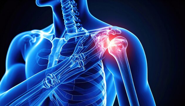 Mans shoulder pain anatomy.