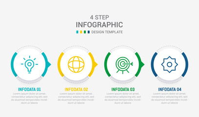 Four Step Infographic element design Vector template for presentation. process diagram and presentations step, workflow layout, banner, flow chart, info graphic vector illustration.