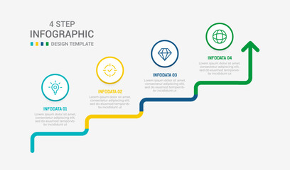 Four Step Infographic element design Vector template for presentation. process diagram and presentations step, workflow layout, banner, flow chart, info graphic vector illustration.
