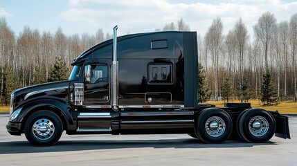 Side profile of a premium truck rental, parked in a professional lot, ready for business or heavy-duty use