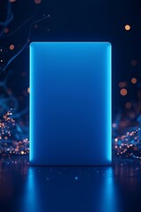 abstract background with space for text,Sleek, vertical digital mockup card with AI-inspired border, crisp central logo space, and sharp neon-lit elements—perfect for futuristic branding and tech pres