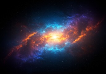 Fototapeta premium Digital Illustration of a Vibrant Nebula in Space with Blue and Orange Colors