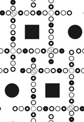 Geometric shapes in the form of circles, squares form a seamless pattern for presentations, postcards, websites.