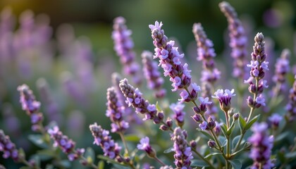 Obraz premium lavender flowers in full bloom, with their purple hues standing out against the natural backdrop.