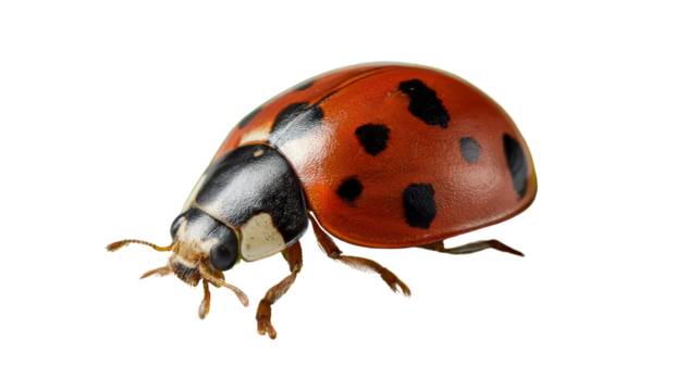 Close-up of a vibrant ladybug on a leaf.