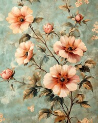 Beautiful floral pattern in soft pastel hues.