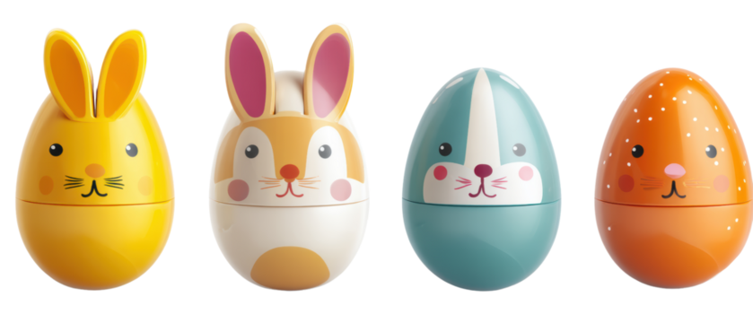 Colorful bunny and egg decorations for Easter.