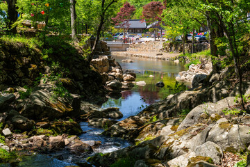 flowing stream in the mountain valley