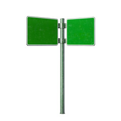 Blank Green Road Sign Isolated, Large White Frame Framed Roadside Signboard Perspective Copy Space, Large Empty Signage. Ai Generated Images