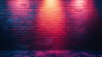 Neon Rays on Brick Wall - Minimalist Empty Scene with Copy Space for Urban and Modern Advertising