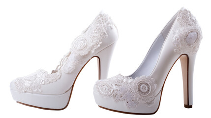 Elegant bridal shoes with intricate lace design.