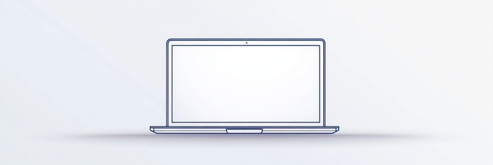 A clean vector line logo of a laptop, designed with sharp angles