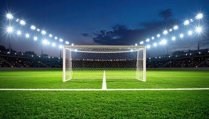 Fototapeta premium Night Soccer Stadium Goal.