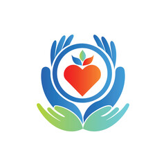 Hands with heart and leaf vector logo template. Charity and donation logotype.
Heart with hands and family vector logo. Health care and medical icon.