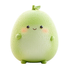 Cute cartoon avocado character with smile.