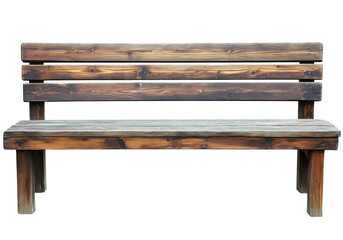 Fototapeta premium Rustic wooden park bench isolated on a white background, On Transparent Background, Png