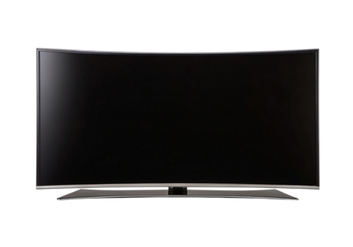 Modern curved smart tv screen isolated on a white background, On Transparent Background, Png