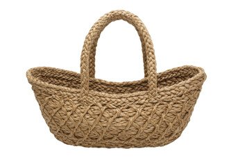 Obraz premium Woven jute basket handbag isolated on a white background, On Transparent Background, Png