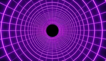 Fototapeta premium Purple Neon Grid Tunnel.
