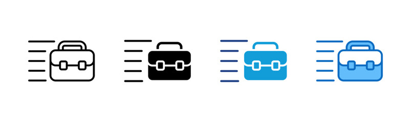 Obraz premium Business Agility - Multi Style Icon - Briefcase with motion lines, representing agile business operations and fast execution