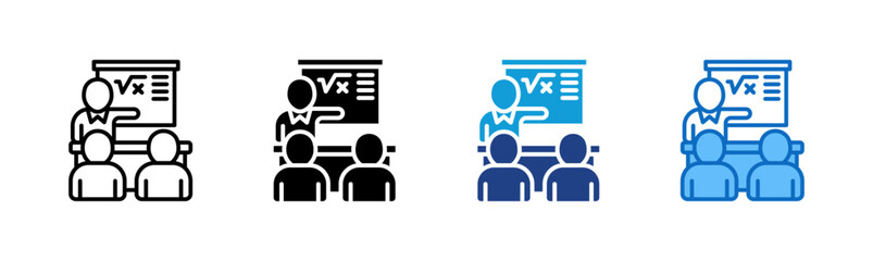 Business Training - Multi Style Icon - presentation with multiple people symbolizes corporate learning, training, and leadership alignment