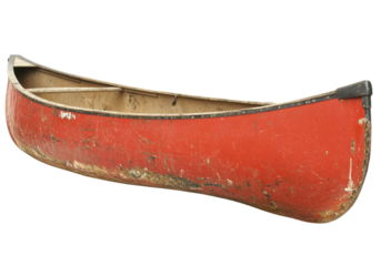 Old red canoe isolated on a white background vintage watercraft, On Transparent Background, Png