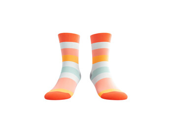Colorful striped socks isolated on a white background, On Transparent Background, Png