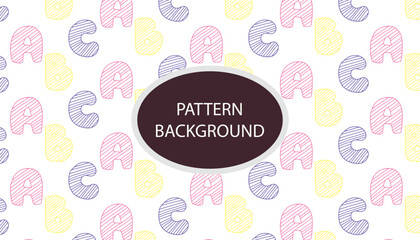 Alphabet pattern isolated on white background. Alphabet pattern in simple cartoon style